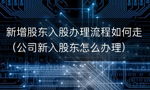 新增股东入股办理流程如何走（公司新入股东怎么办理）