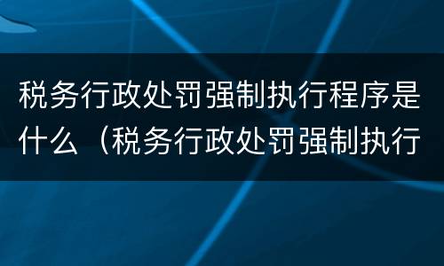税务行政处罚强制执行程序是什么（税务行政处罚强制执行的时间规定）