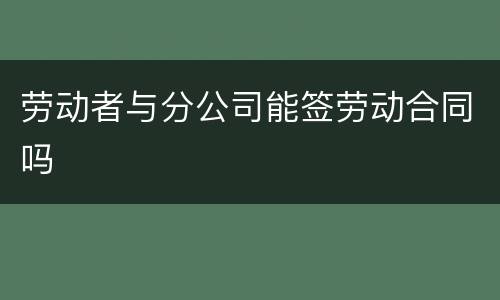 劳动者与分公司能签劳动合同吗