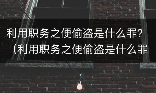 利用职务之便偷盗是什么罪？（利用职务之便偷盗是什么罪）