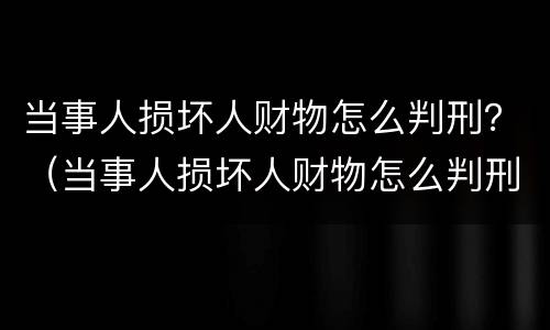 当事人损坏人财物怎么判刑？（当事人损坏人财物怎么判刑的）