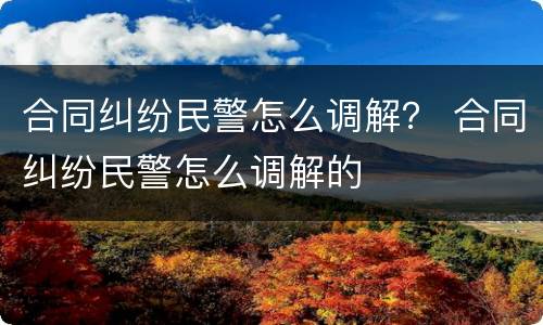 合同纠纷民警怎么调解？ 合同纠纷民警怎么调解的