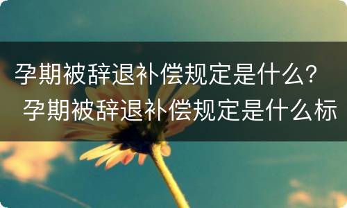孕期被辞退补偿规定是什么？ 孕期被辞退补偿规定是什么标准