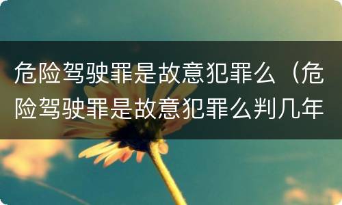 危险驾驶罪是故意犯罪么（危险驾驶罪是故意犯罪么判几年）