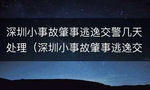 深圳小事故肇事逃逸交警几天处理（深圳小事故肇事逃逸交警几天处理完）