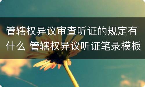 管辖权异议审查听证的规定有什么 管辖权异议听证笔录模板