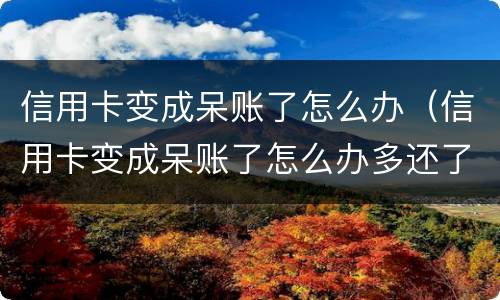 信用卡变成呆账了怎么办（信用卡变成呆账了怎么办多还了怎么办）
