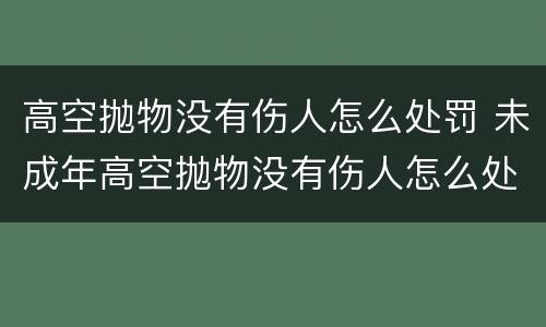 高空抛物没有伤人怎么处罚 未成年高空抛物没有伤人怎么处罚