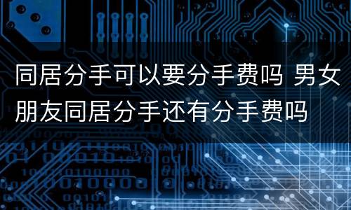 同居分手可以要分手费吗 男女朋友同居分手还有分手费吗