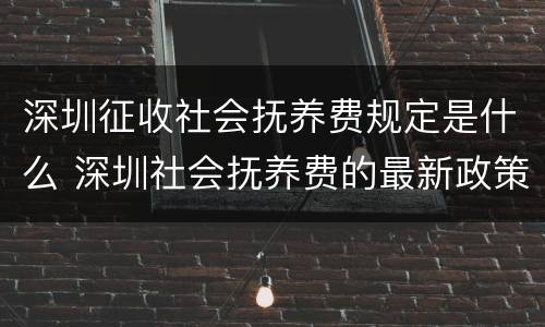 深圳征收社会抚养费规定是什么 深圳社会抚养费的最新政策