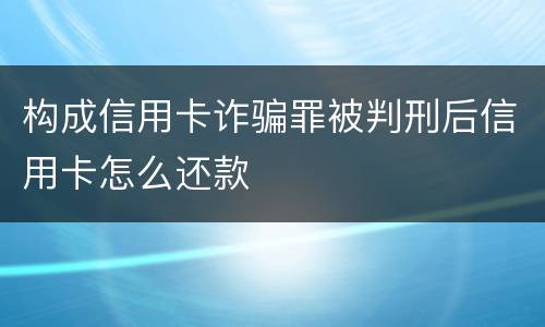 构成信用卡诈骗罪被判刑后信用卡怎么还款