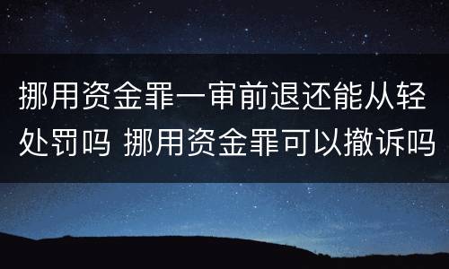 挪用资金罪一审前退还能从轻处罚吗 挪用资金罪可以撤诉吗