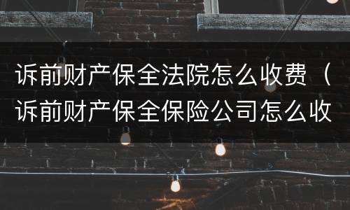 诉前财产保全法院怎么收费（诉前财产保全保险公司怎么收费）