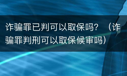 诈骗罪已判可以取保吗？（诈骗罪判刑可以取保候审吗）