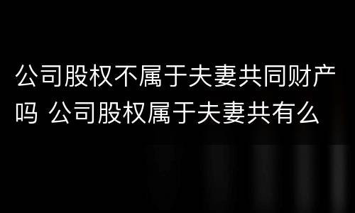 公司股权不属于夫妻共同财产吗 公司股权属于夫妻共有么