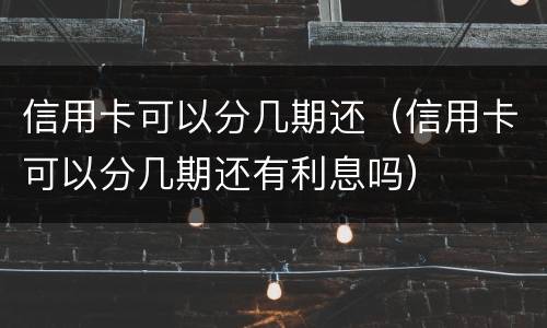 信用卡可以分几期还（信用卡可以分几期还有利息吗）