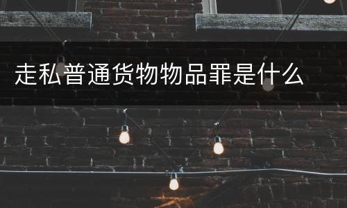 走私普通货物物品罪是什么