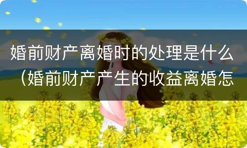 婚前财产离婚时的处理是什么（婚前财产产生的收益离婚怎么分）