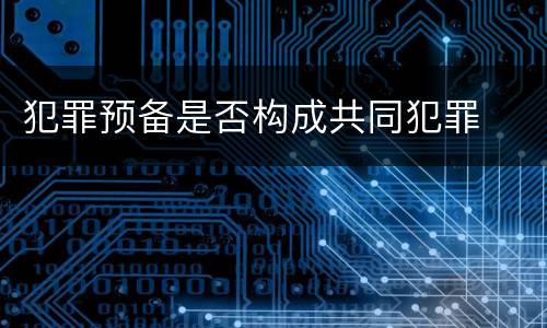 犯罪预备是否构成共同犯罪