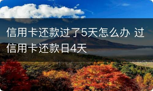 信用卡还款过了5天怎么办 过信用卡还款日4天