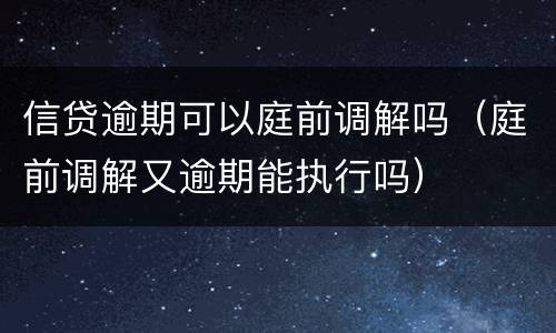 信贷逾期可以庭前调解吗（庭前调解又逾期能执行吗）