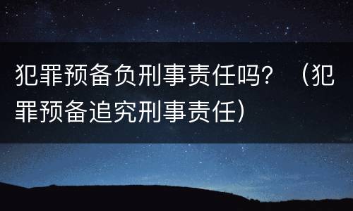 犯罪预备负刑事责任吗？（犯罪预备追究刑事责任）