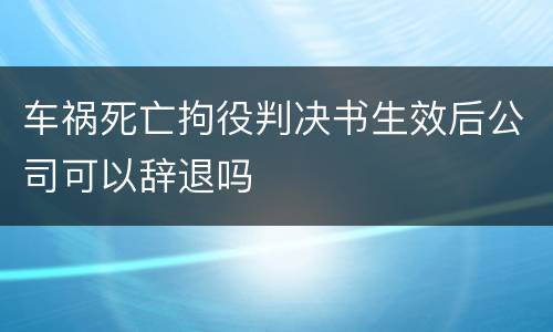 车祸死亡拘役判决书生效后公司可以辞退吗