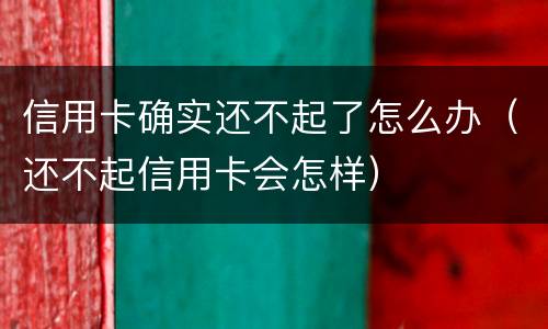 信用卡确实还不起了怎么办（还不起信用卡会怎样）