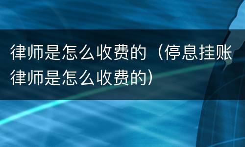 律师是怎么收费的（停息挂账律师是怎么收费的）