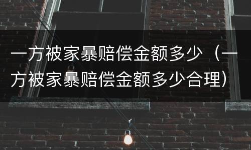 一方被家暴赔偿金额多少（一方被家暴赔偿金额多少合理）