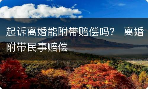 起诉离婚能附带赔偿吗？ 离婚附带民事赔偿