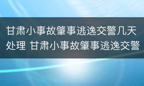 甘肃小事故肇事逃逸交警几天处理 甘肃小事故肇事逃逸交警几天处理完毕