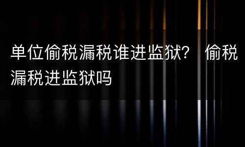单位偷税漏税谁进监狱？ 偷税漏税进监狱吗