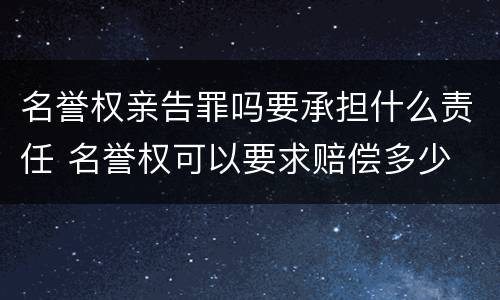 名誉权亲告罪吗要承担什么责任 名誉权可以要求赔偿多少