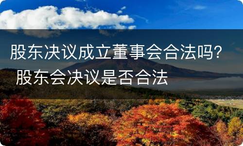 股东决议成立董事会合法吗？ 股东会决议是否合法