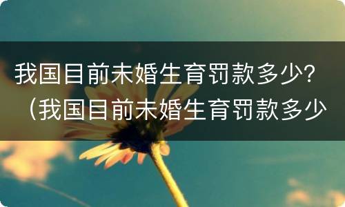 我国目前未婚生育罚款多少？（我国目前未婚生育罚款多少元）