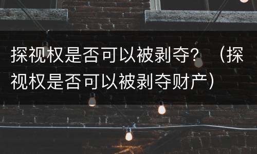 探视权是否可以被剥夺？（探视权是否可以被剥夺财产）