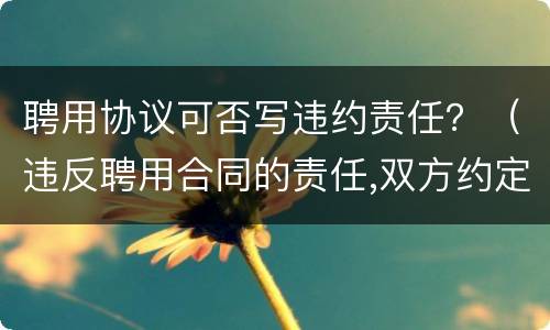 聘用协议可否写违约责任？（违反聘用合同的责任,双方约定的违约责任条款）