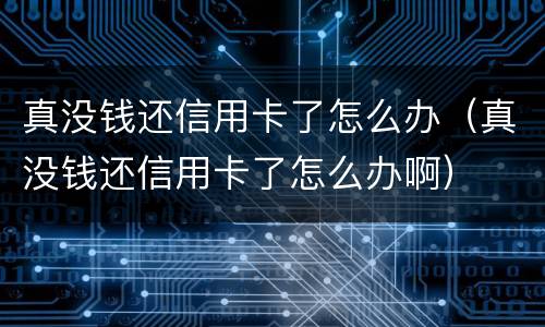 真没钱还信用卡了怎么办（真没钱还信用卡了怎么办啊）