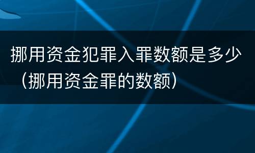 挪用资金犯罪入罪数额是多少（挪用资金罪的数额）