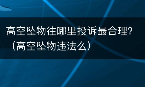 高空坠物往哪里投诉最合理？（高空坠物违法么）