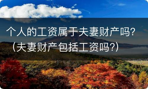 个人的工资属于夫妻财产吗？（夫妻财产包括工资吗?）