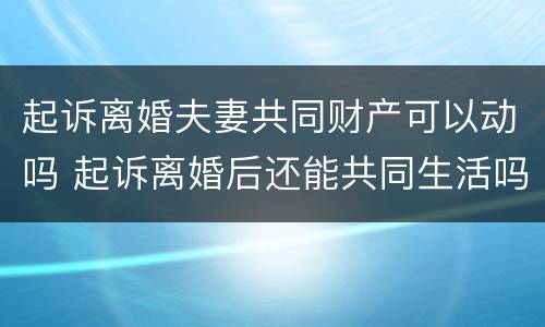 起诉离婚夫妻共同财产可以动吗 起诉离婚后还能共同生活吗