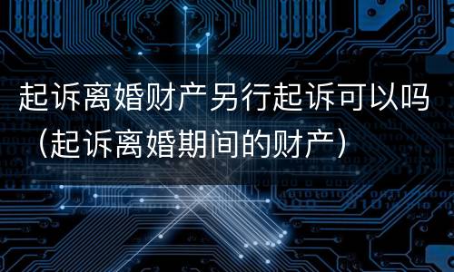 起诉离婚财产另行起诉可以吗（起诉离婚期间的财产）