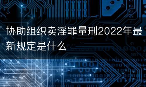 协助组织卖淫罪量刑2022年最新规定是什么