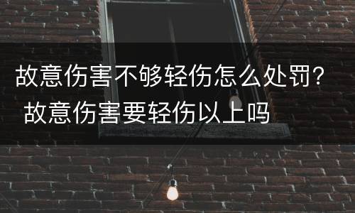 故意伤害不够轻伤怎么处罚？ 故意伤害要轻伤以上吗
