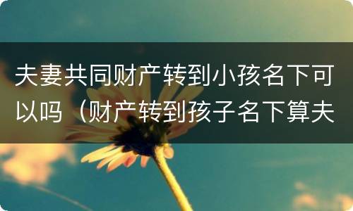 夫妻共同财产转到小孩名下可以吗（财产转到孩子名下算夫妻共同财产吗）
