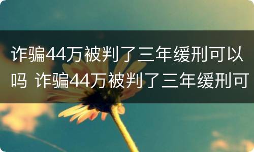 诈骗44万被判了三年缓刑可以吗 诈骗44万被判了三年缓刑可以吗
