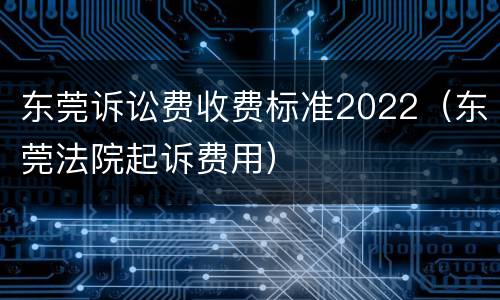 东莞诉讼费收费标准2022（东莞法院起诉费用）