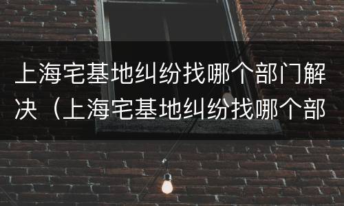 上海宅基地纠纷找哪个部门解决（上海宅基地纠纷找哪个部门解决最有效）